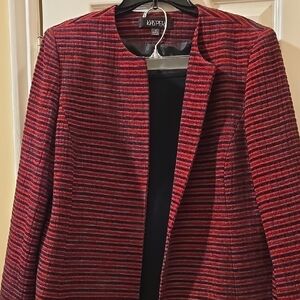 Kasper Red Blazer with Black Stripes